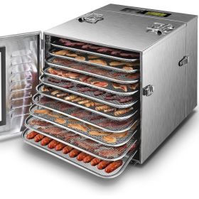 Commercial Large 10 Trays Food Dehydrator, Usable Area up to 17ftÂ², 1000W Detachable Full Stainless Steel Dryer Machine