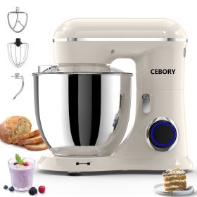 3-IN-1 Electric Stand Mixer, 660W 10-Speed With Pulse Button, Attachments include 6.5QT Bowl, Dough Hook, Beater, Whisk for Most Home Cooks,  Almond C