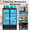 ORIKOOL Glass Door Merchandiser Refrigerator 44.7 Cu.ft Swing Door Commercial Display Refrigerators Merchandising Refrigeration