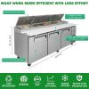 Orikool 93 IN Commercial Pizza Prep Table with a Built-in Refrigerator 30.8 Cu.Ft, Butcher Block Cutting Board, Protection Lid, Cold Storage, and Smoo