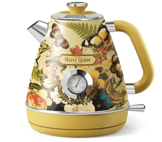 1.7L / 57.5 oz electric kettle food grade 304 stainless steel, instrument type dial thermometer flower watermark painting process fast boiling 1200W c
