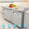 VEVOR Commercial Refrigerator, 48" Worktop Undercounter Refrigerator, 12.85 Cu. Ft Thick Stainless Steel Refrigerated Food Prep Station, 2 Door Workto