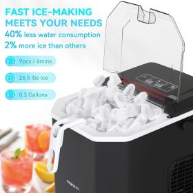 Ice Makers Countertop, Ice Machine With Carry Handle, 9 Cubes In 6 Mins, 26.5 Lbs Per Day, Self-Cleaning Portable Ice Maker, Suitable For Home Kitchen