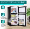 3.5Cu.Ft Compact Refrigerator Mini Fridge with Freezer, Small Refrigerator with 2 Door, 7 Level Thermostat Removable Shelves for Kitchen, Dorm, Apartm