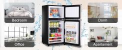 3.5Cu.Ft Compact Refrigerator Mini Fridge with Freezer, Small Refrigerator with 2 Door, 7 Level Thermostat Removable Shelves for Kitchen, Dorm, Apartm