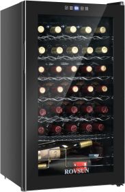 18 Bottle Wine Fridge, Freestanding Compressor Wine Cooler Refrigerator, Beverage Wine Chiller with Digital Temperature Control (Color: 34 Bottle)
