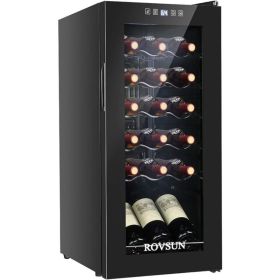 18 Bottle Wine Fridge, Freestanding Compressor Wine Cooler Refrigerator, Beverage Wine Chiller with Digital Temperature Control (Color: 18 Bottle)
