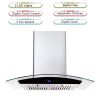 30 inch Wall Mounted Range Hood 700CFM Tempered Glass Touch Panel Control Vented LEDs