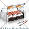 Hot Dog Roller 7 Rollers 18 Hot Dogs Capacity 1050W Stainless Sausage Grill Cooker Machine