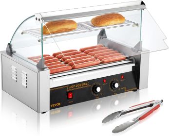 Hot Dog Roller 7 Rollers 18 Hot Dogs Capacity 1050W Stainless Sausage Grill Cooker Machine (Color: 7 Roller)