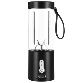 1pc 530ML Powerful Portable Blender For Smoothies Shakes USB Rechargeable Food Processor Fruit Mixer Machine Mini Juicer Blender Cup (Color: Black)