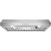 30 inch Kitchen Under Cabinet Range Hood 3-Speed 600CFM Vent w/LEDs Silver/Black