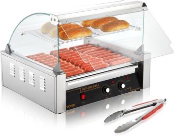 Hot Dog Roller 7 Rollers 18 Hot Dogs Capacity 1050W Stainless Sausage Grill Cooker Machine (Color: 11 Roller)