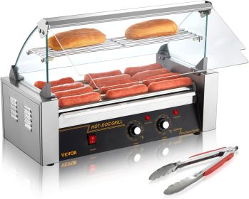 Hot Dog Roller 7 Rollers 18 Hot Dogs Capacity 1050W Stainless Sausage Grill Cooker Machine (Color: 5 Roller)
